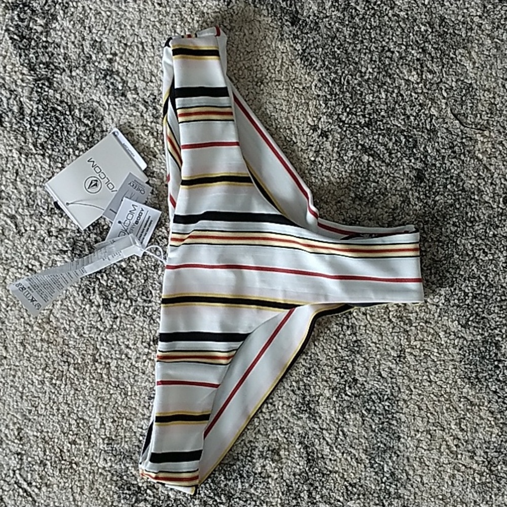 Volcom Striped Bikini Bottom Size Small NWT